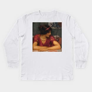 The Letter (A Classical Maiden) by John William Godward Kids Long Sleeve T-Shirt